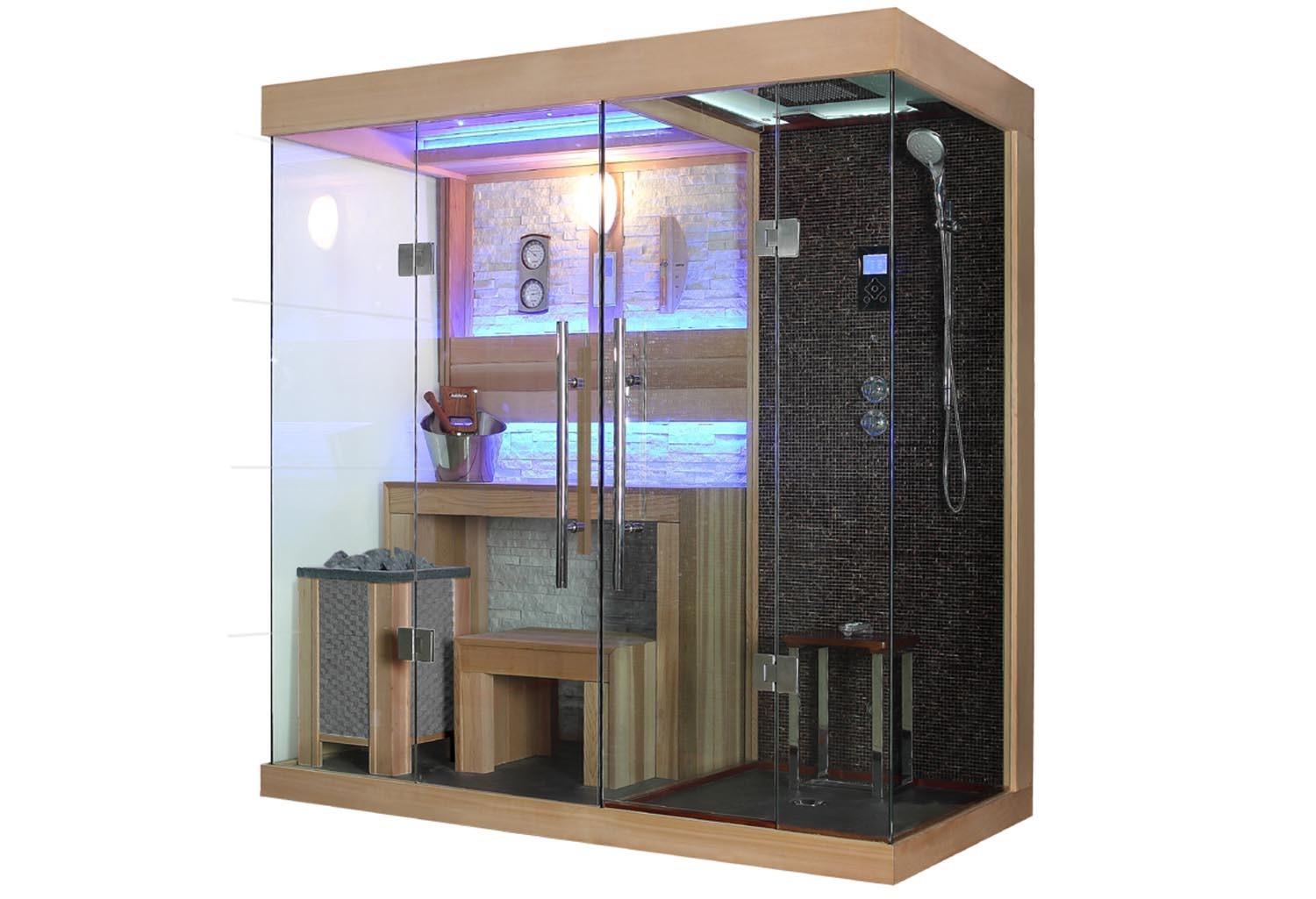 |Finnische Sauna + Dampfsauna mit Dusche AT-001A|